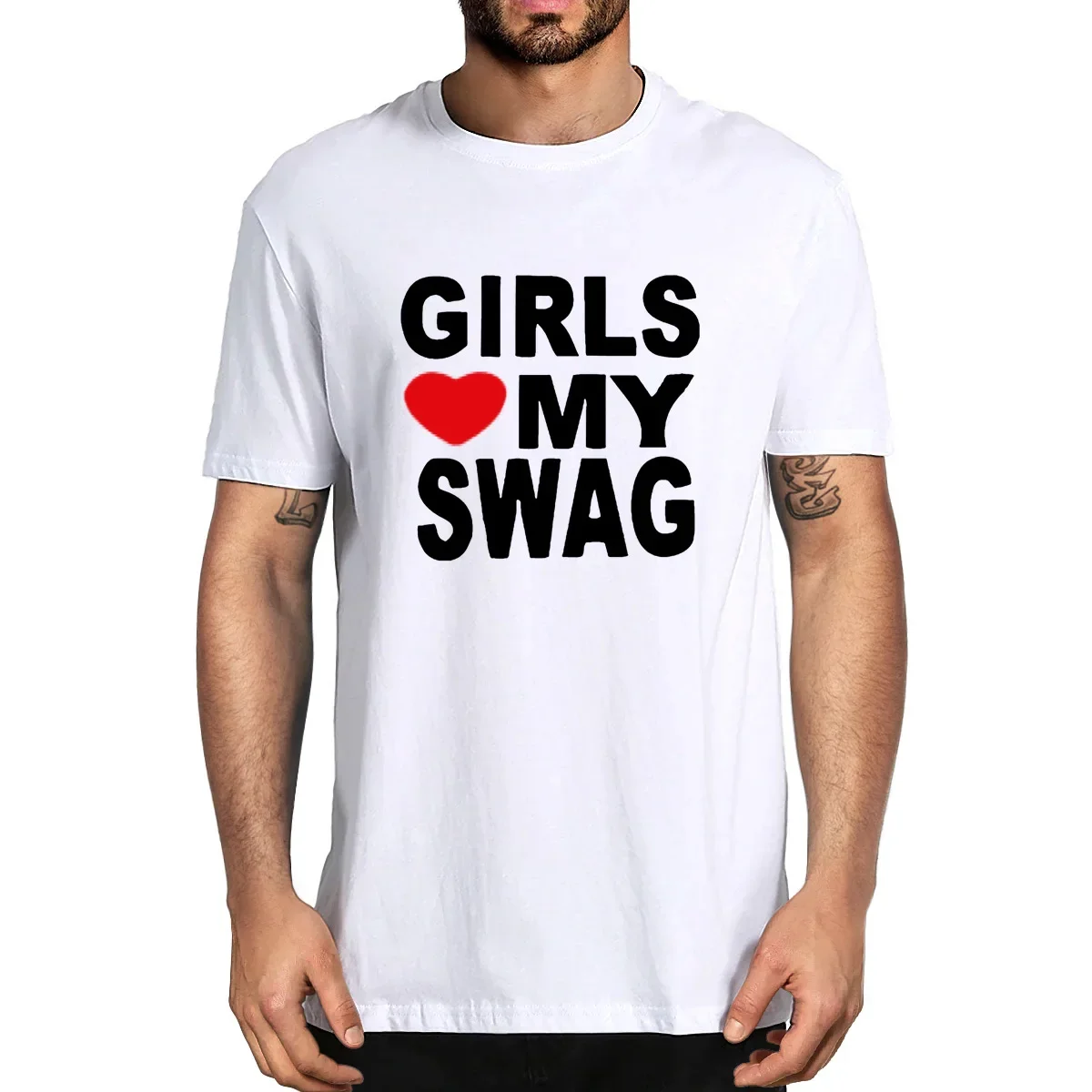 

Летняя футболка для девочек с надписью LOVE MY SWAG, забавная винтажная Мужская новинка, Женская Повседневная Уличная одежда, футболка европейского размера, Винтажная Футболка