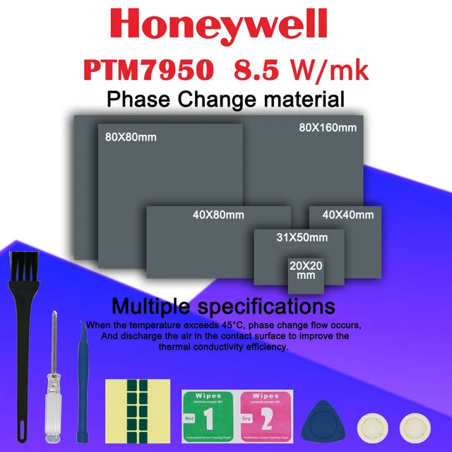 Honeywell PTM7950 Phase Change Pad 8.5W/mk Thermal Grease Material Laptop/CPU/GPU Heatsink Cooling Thermal Conductive Paste Pad Honeywell PTM7950 Phase Change Pad 8.5W/mk Thermal Grease Material Laptop/CPU/GPU Heatsink Cooling Thermal Conductive Paste Pad