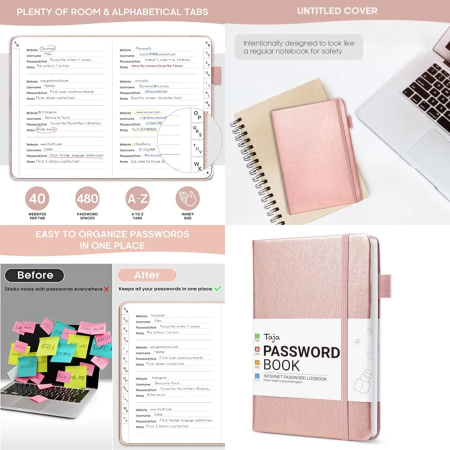 

Password Keeper Book with Alphabetical Tabs, Small Password Books for Seniors, Password Notebook for Internet Website Address L