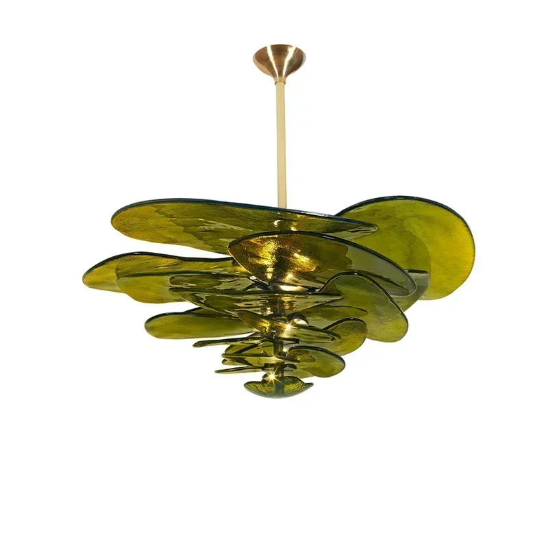 Italian Designer Vintage Glass Chandelier Green Home Decoration Transparent Hanging Lamps for Ceiling Bedroom Dining Room Lustre