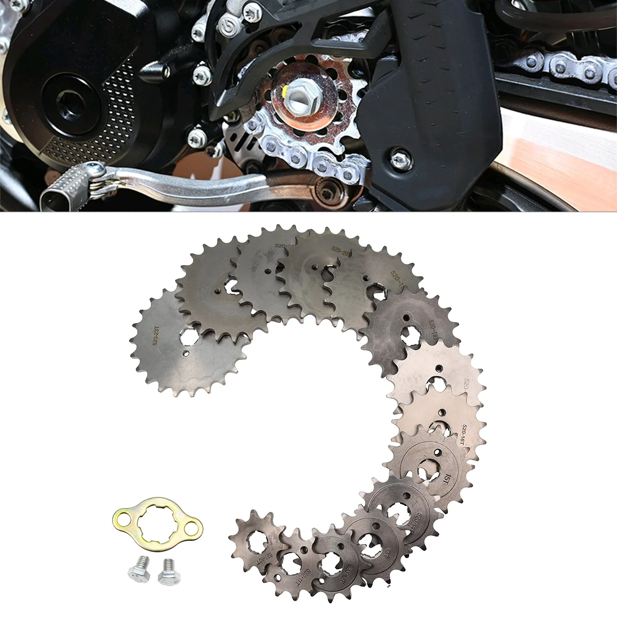 

520# Chain 20mm Front Engine Sprocket 10T 11T 12T 13T 14T 15T 16T 17T 18T 19T Teeth For 50cc-125cc ATV Quad Dirt Bike Motorcycle