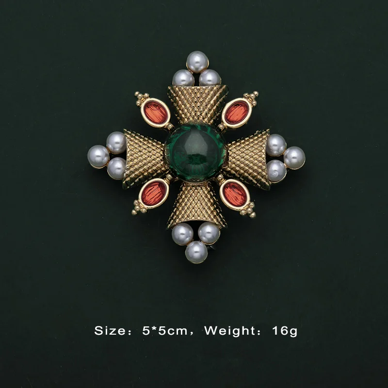 Barock Vintage Gold Farbe Kristall Perlen Pin Broschen Edelstein Hohl Geometrische Rechteck Brosche Kragen für Frauen Schmuck