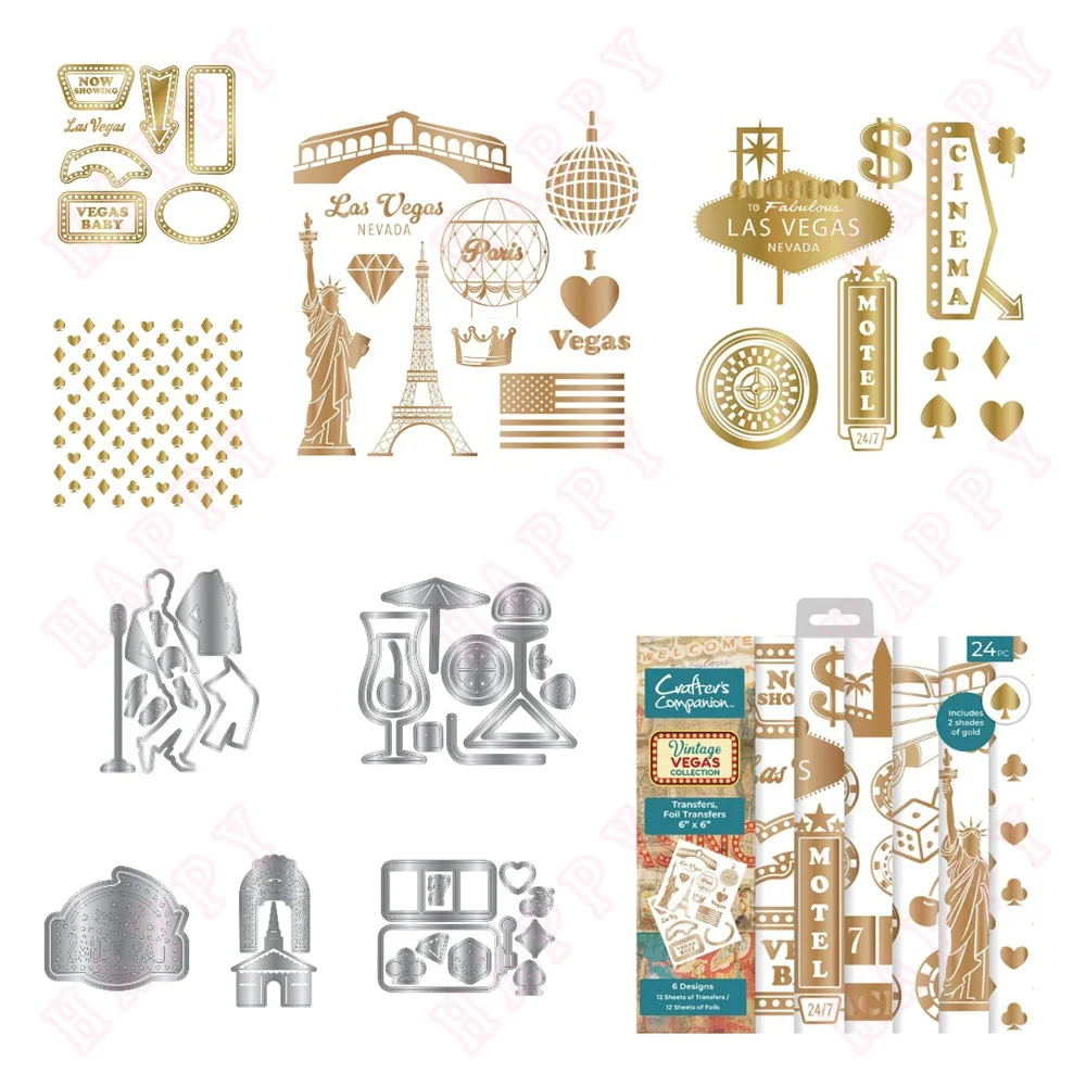 2024 City Die Metal Cutting Dies Hot Foil Cocktail Hour for DIY Scrapbooking Party Decorative Embossing DIY Paper Cards Making