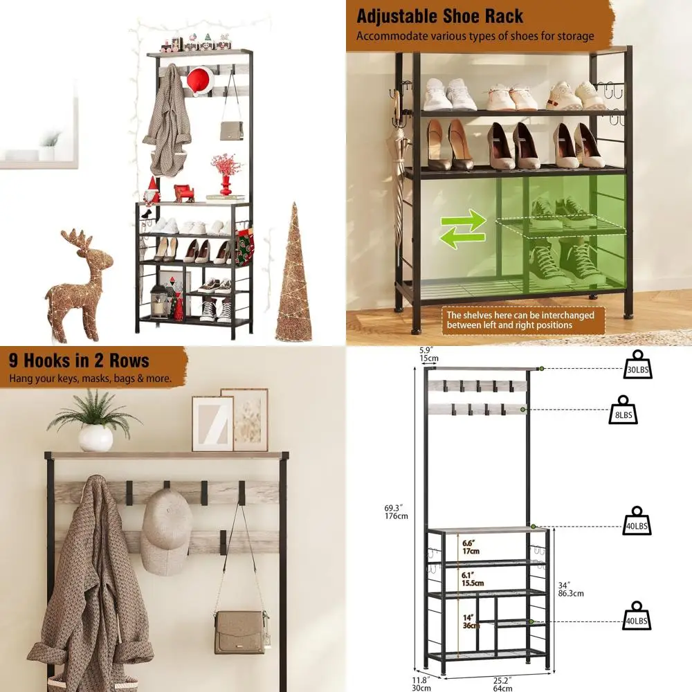 

5-уровневое дерево в прихожей с консольным столом, вешалка для одежды в прихожей, напольная полка для обуви, органайзер для полки для хранения для дома, офиса, кровати