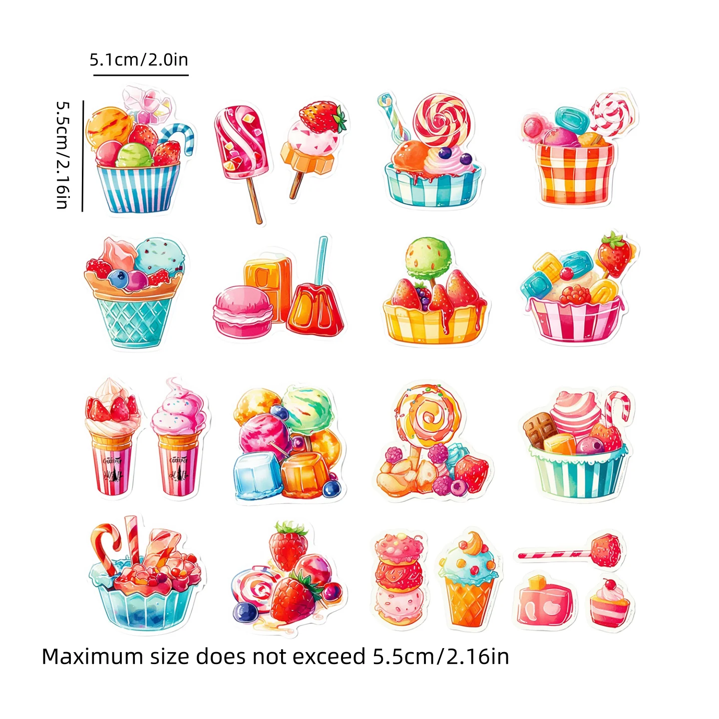 50pcs Colorful Candy Stickers Lollipop Dessert Stickers Personalized Simple Decoration Waterproof Self-Adhesive Ledger Stickers