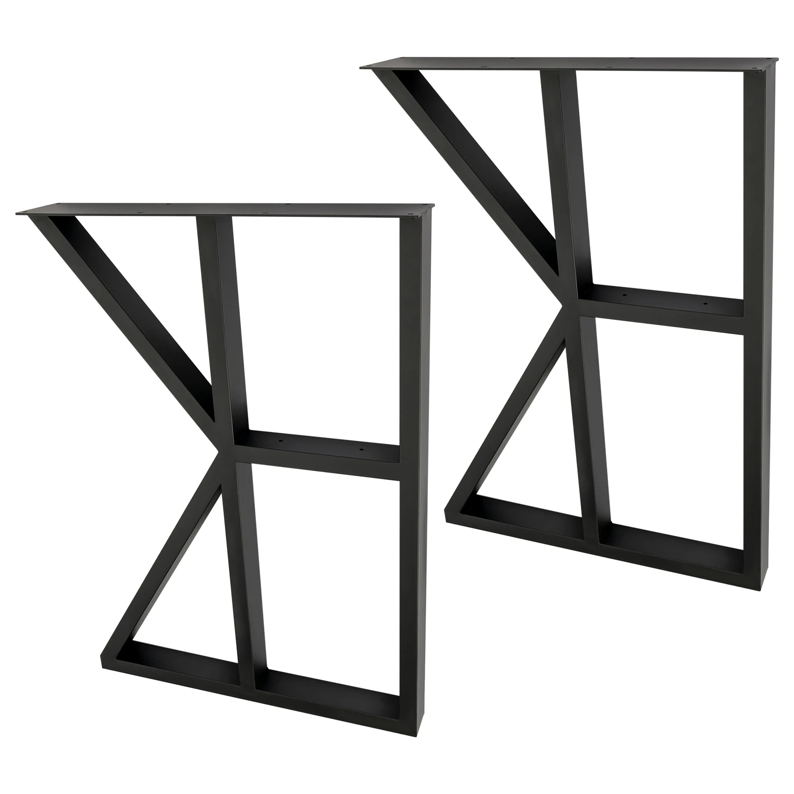 Modern, Industrial  K-Shaped Black Iron, Rubber Table Legs, 2PCS Desk Legs, Metal Table Legs