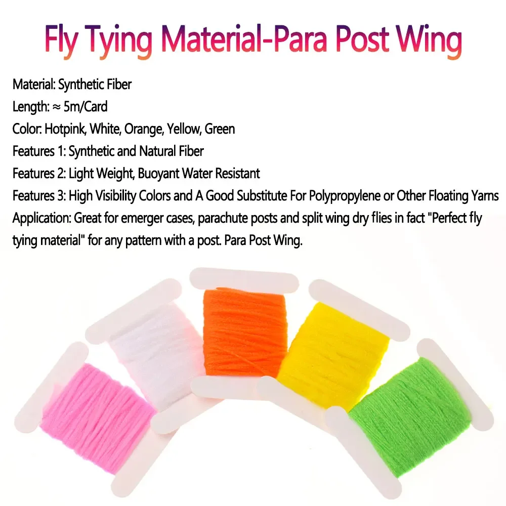 Bimoo 2pcs=10m Synthetic High Visibility Para Post Wing Floating Emerger Cases Parachute Posts Split Wing Dry Fly Tying Material