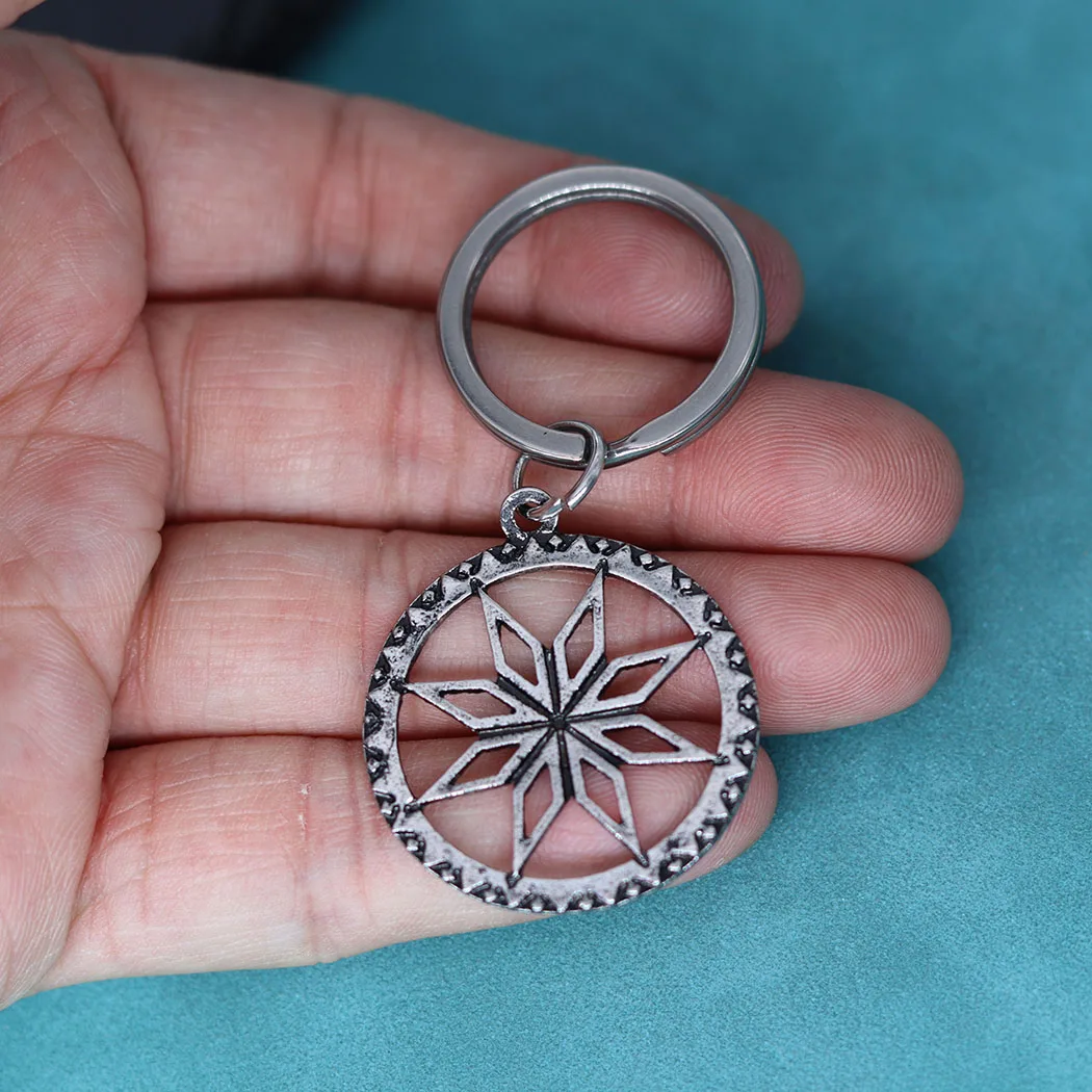 Slavic Keychain Alatyr In The Circle Viking Pendant Key Chains For Men Women Geometric Jewelry Talisman Amulet Gift