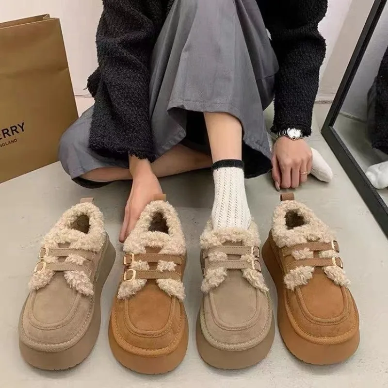 Thick Sole Cotton Shoes for Women Winternew Arrivaloutwear Fashion Lazy One-leg Snow Cotton Shoes Cotton Shoes for Women