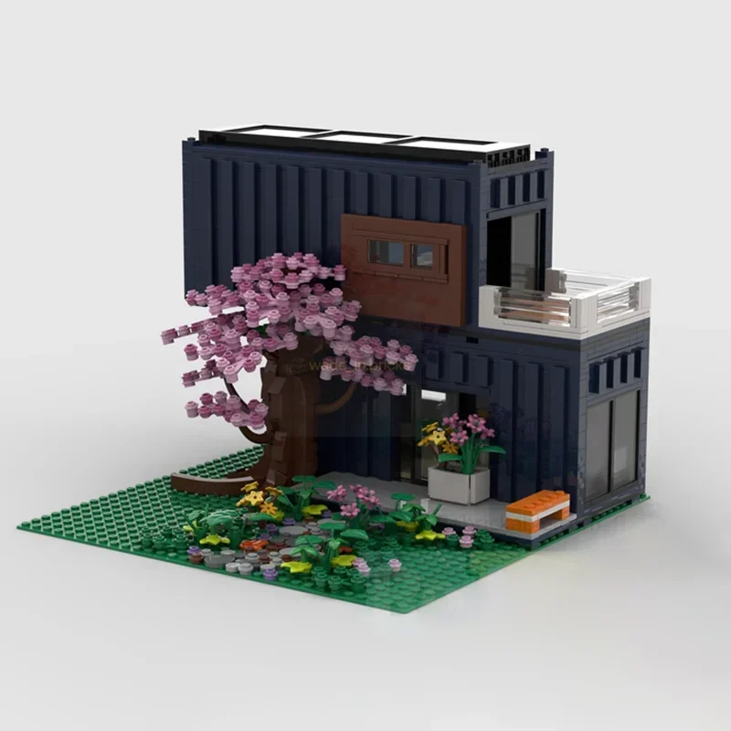 Street View Moc Building Blocks Staggered Container House Model Technology Bricks DIY Assembly Holiday Construstion Toy Gifts