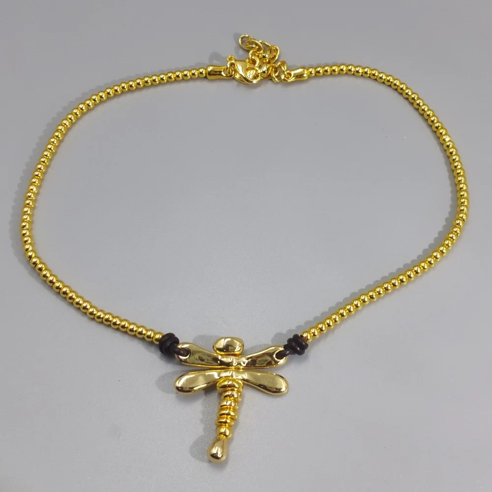 Women's Shiny Dragonfly Pendant Bead Necklace