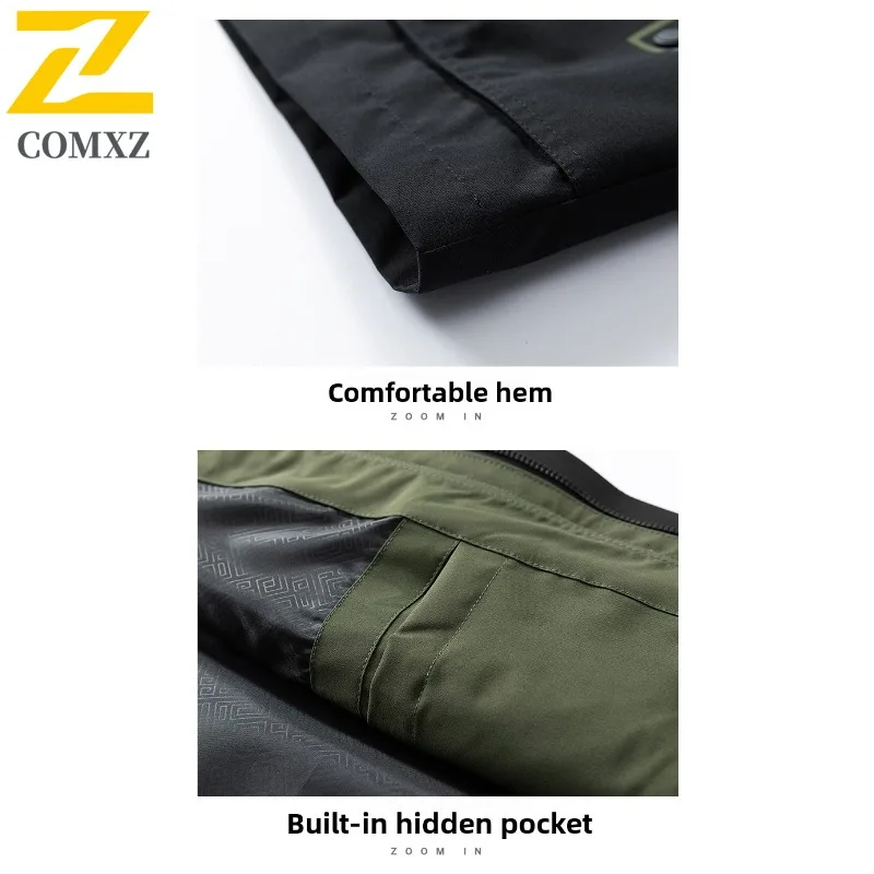 سترة COMXZ للرجال لخريف 2025 مقاومة للرياح والصيد والمغامرة وركوب الدراجات سترات ناعمة ملابس عمل معطف خفيف الوزن مناسب