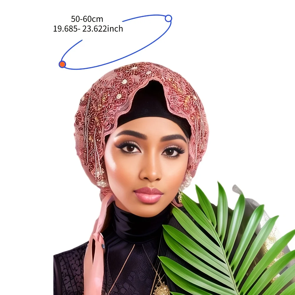 Ribbon tassel headscarf hat style gauze scarf hijab hair cover head hat new style women\'s fashion patch hijab Muslim ethnic