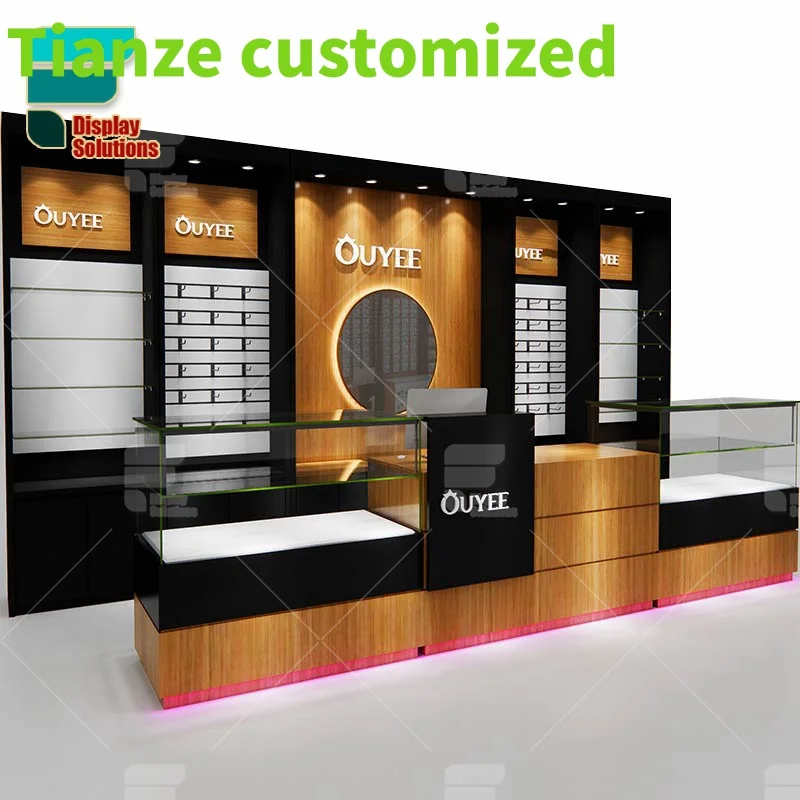 (Customized) hot selling smoke shop showcases glass display retail counter fancy led shop display stands locking display cas