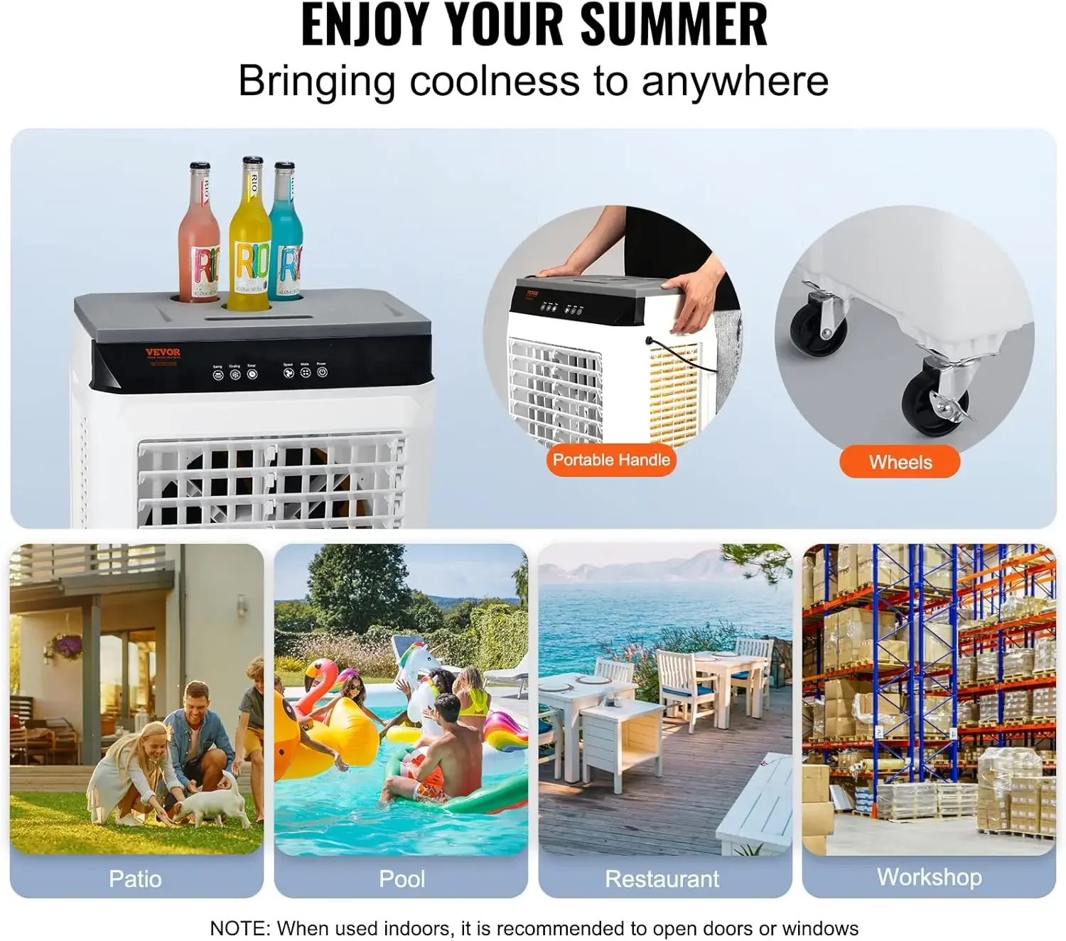 Evaporative Air Cooler,120W 2100CFM Swamp Cooler with 7 Gal Water Tank,12H Timer,3 Modes & Speeds and Humidifying Portable