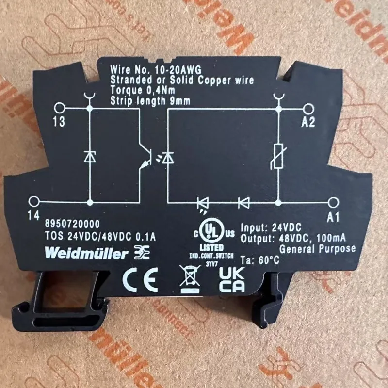 

Запчасти для оригинального твердотельного реле Weidmüller TOS 24 В постоянного тока/48 В постоянного тока 0,1 А 8950720000