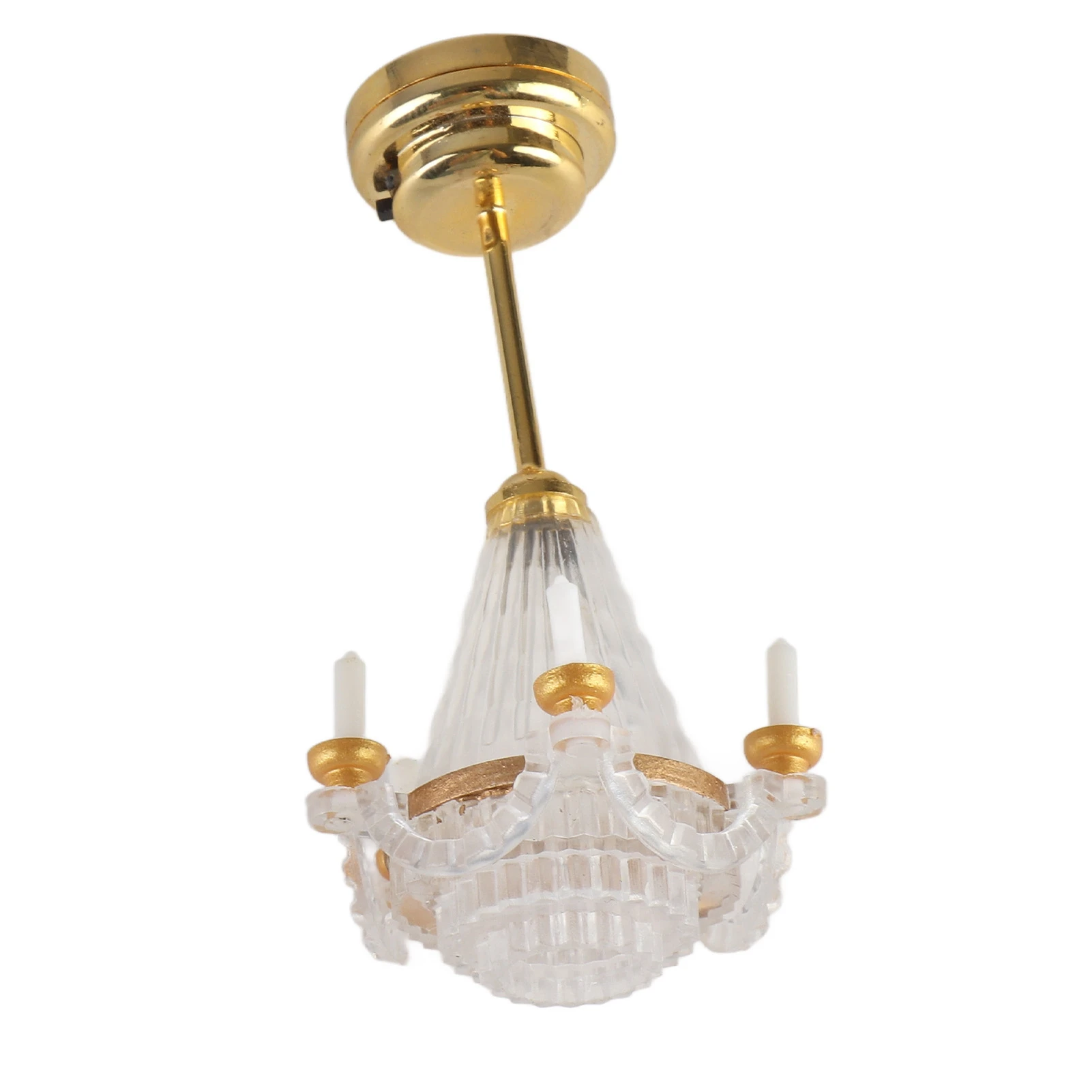 Mini-Deckenleuchte für Mädchen, Puppenhaus-Dekorationszubehör mit 5 LED-Kerzen, Miniatur-Kronleuchter im Maßstab 1:12, lebendige Dekoration