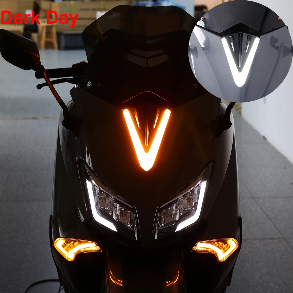 Driving Light For Yamaha TMAX 530 T-MAX530 2015-2016 V-Shaped Daytime Running Light DRL Flashing Front Lamp With E-MARK E24