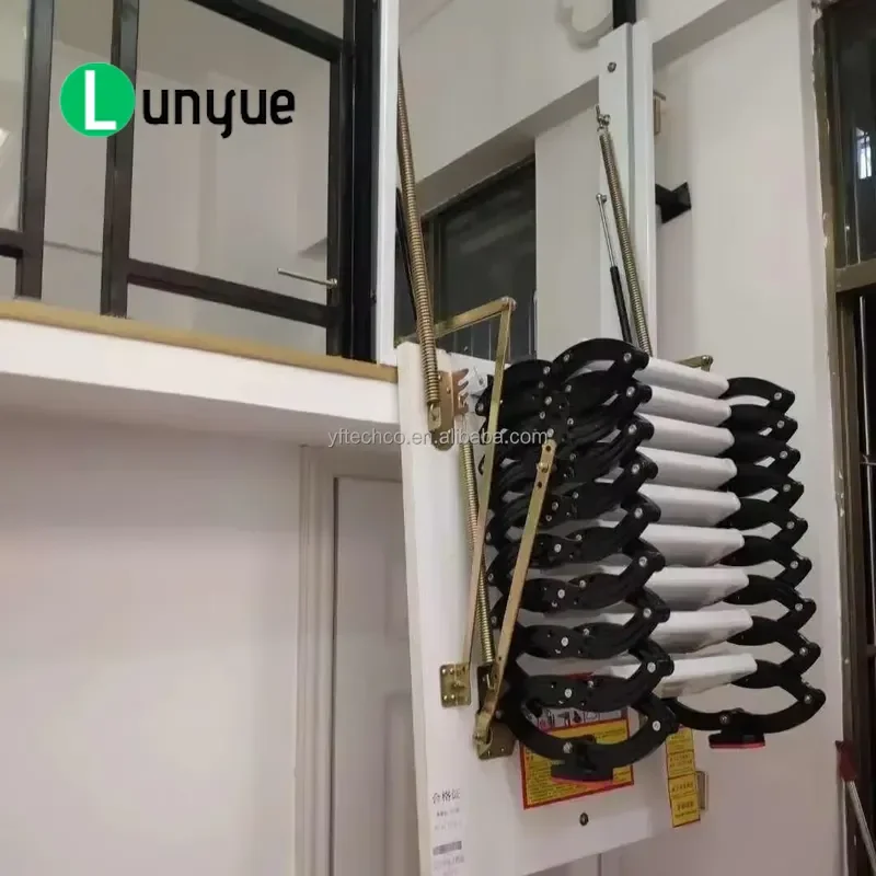 Automatic Steel Telescopic Ladder Indoor Folding Stairs for Loft Villa Duplex Invisible Elevator Space Saving Heavy Duty