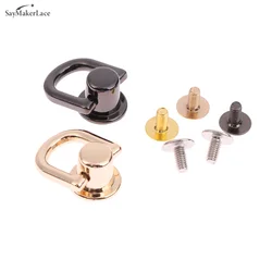 2PCS Hardware Parts D-shaped Ring Bag Side Clip Buckles Retro Metal Double D Buckle Handbag Chain Handles Connector Bag Strap