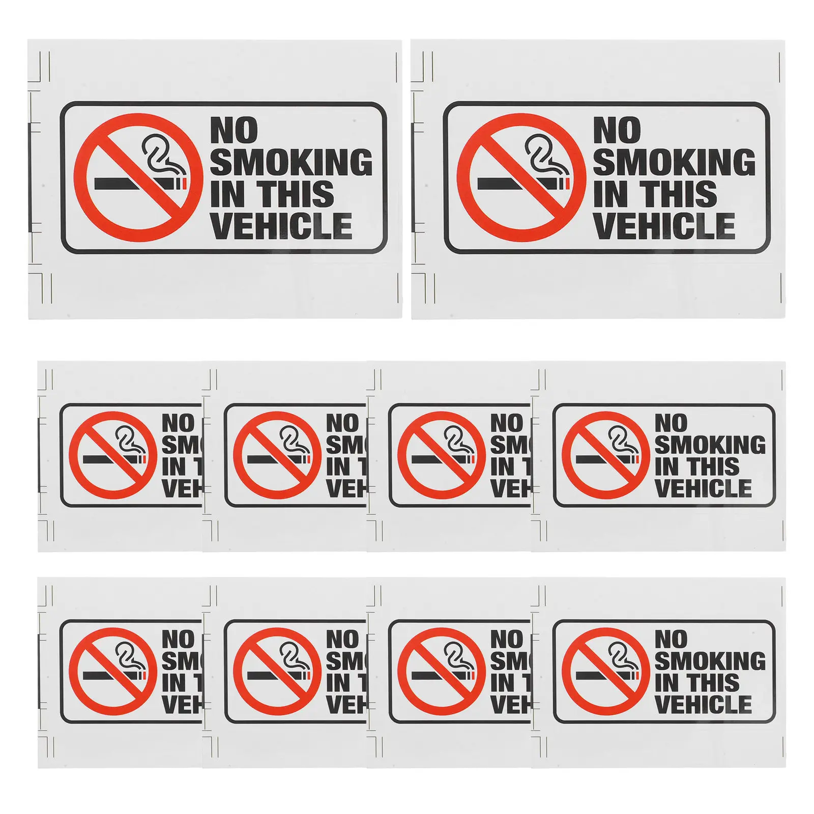 

10Pcs No Smoking Stickers Vehicle Decals Self Adhesive Laminated Weather Resistant No Smoking in This Vehicle Signs for Cars