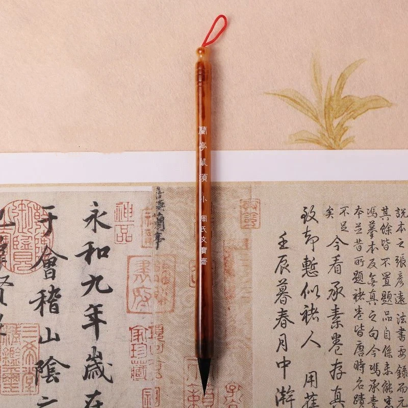 Handmade Rat Whisker Small Regular Script Calligraphy Brush Black Tip for Slender Gold Style Practice Art Supply Fine Durable