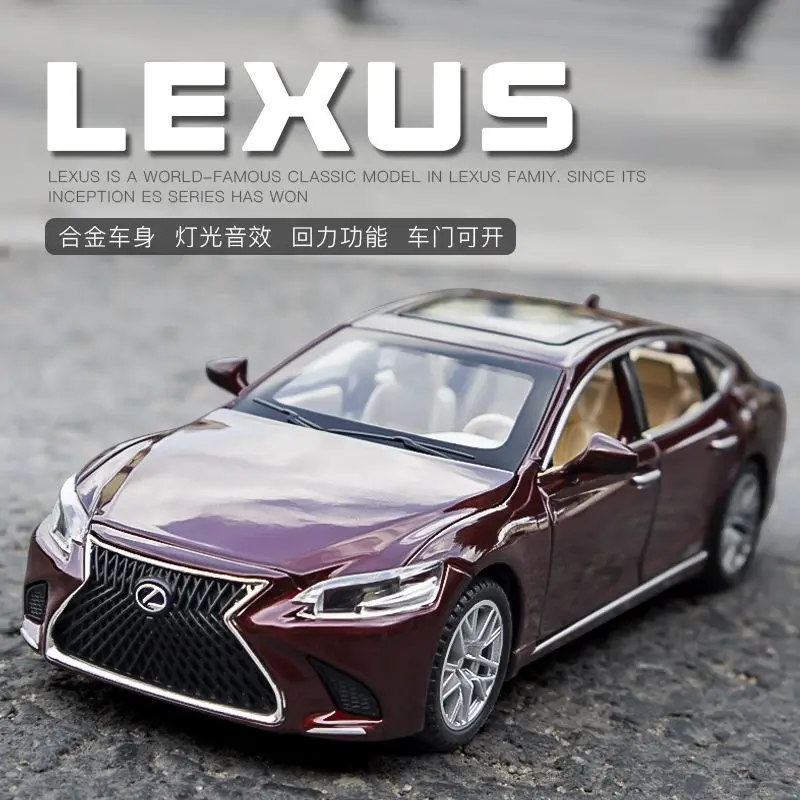 1:32 LEXUS LS500H Alloy Car Model Six Open Doors Light Sound Pull Back With Base Diecast Vehicle Display Collection Gift