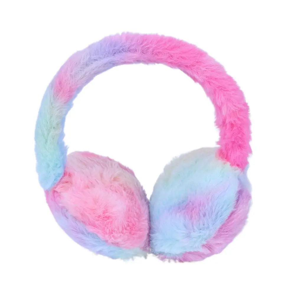 ที่ปิดหูแบบนุ่ม อุ่นสบายสำหรับฤดูหนาว ป้องกันหู ลายมัดย้อมสีรุ้ง ขนปุย หนาพิเศษ กันความเย็น