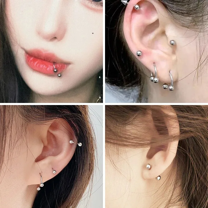 12PC Titanium Tragus Septum Lip Ring Earring Cartilage Industrial Barbell Body Jewelry for Women Men Piercing Gift Set