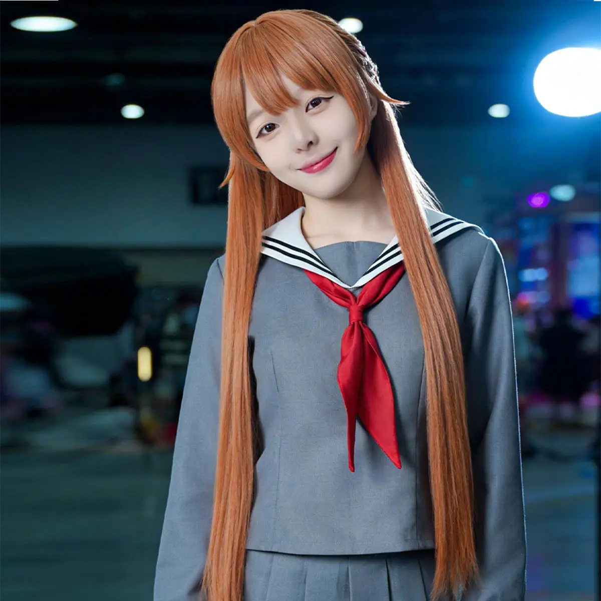 

Парик для косплея Game COLORFUL STAGE, 70 см, коричнево-оранжевый, длинные волосы, синтетический парик + шапочка для парика, парик для вечеринки, Хэллоуина