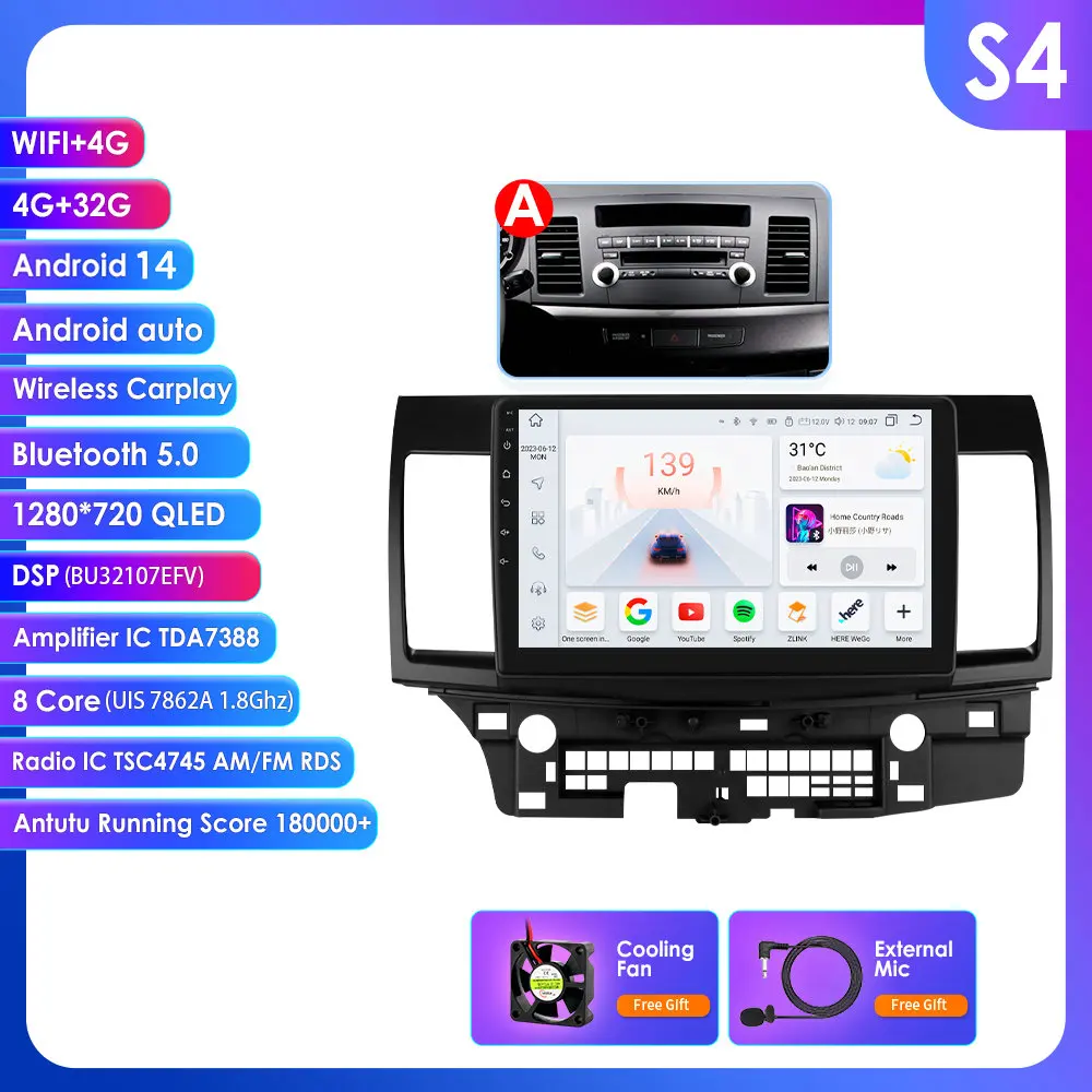 Hizpo Auto Intelligent Systemen Carplay Android Autoradio voor Mitsubishi Lancer 2007-2012 Multimedia Video Speler WIFI 8Core 6115