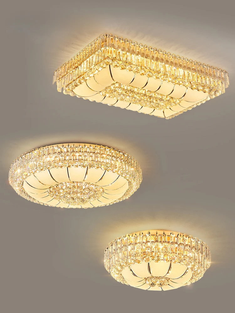 Imagem -03 - Lustre de Teto de Cristal Lâmpada do Teto para Sala de Estar Redondo Led Dimmabe Cromado Dourado k9 Home Deco 2024