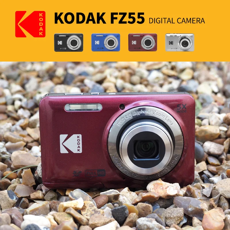 

Цифровая камера KODAK PIXPRO FZ55-RD 16 МП, 5-кратный оптический зум, широкий угол обзора 28 мм, 1080P, Full HD-видео, 2,7 дюйма, ЖК-камера для видеоблогов