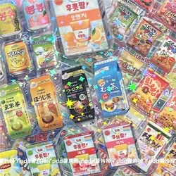 10Pcs Japanese Retro Showa Laser Flashing Film Stickers Snack Series Scrapbook Journal Decor Girl Mirror Phone Case DIY Decals