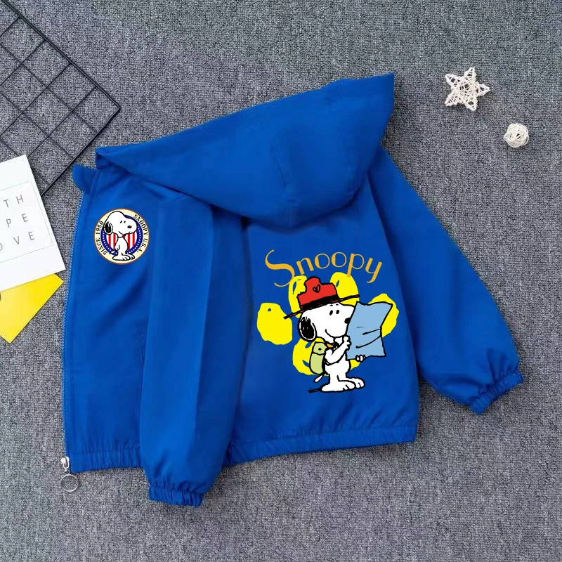 Snoopy Kids Zipper Coat Anime Printed Jackets Pullovers Windbreaker Outerwear Fashion Fall Spring Thin Children Clothes Gift Hot