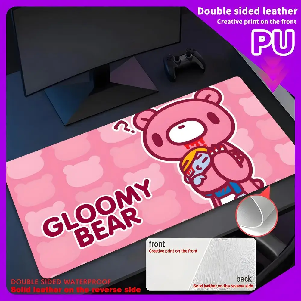 

Коврик для мыши с милым g-gloomy bear, кожаный защитный коврик для рабочего стола, большой размер, офисный, водонепроницаемый, размер 80x40 см XXL, легкая настольная мышь Ma