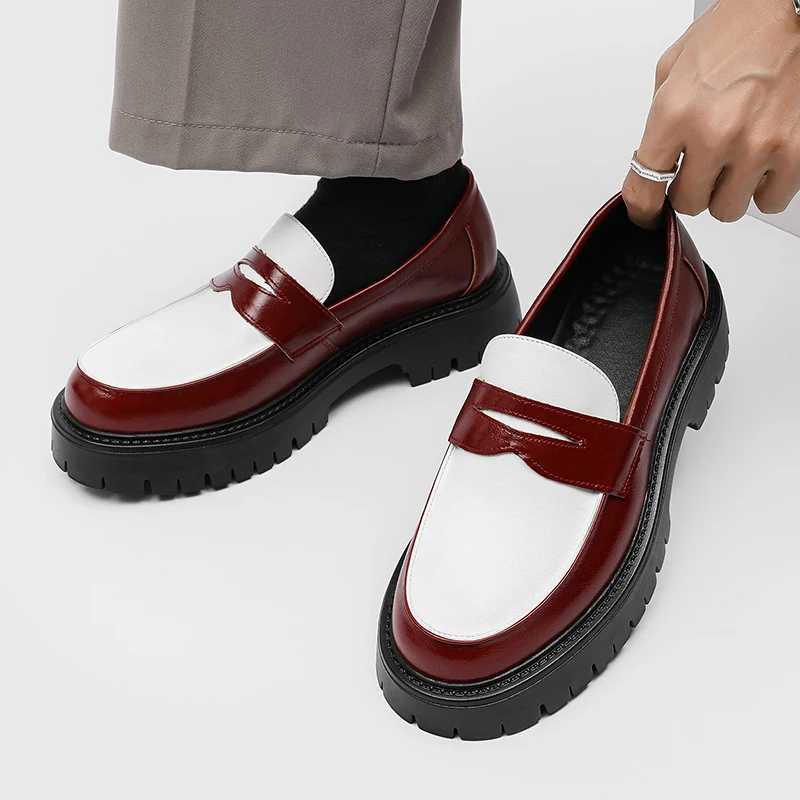 

Men Fashion New Korean Version Contrasting Color Casual Height Increasing Anti Slip Splicing Thick Soled Youth Men Shoes