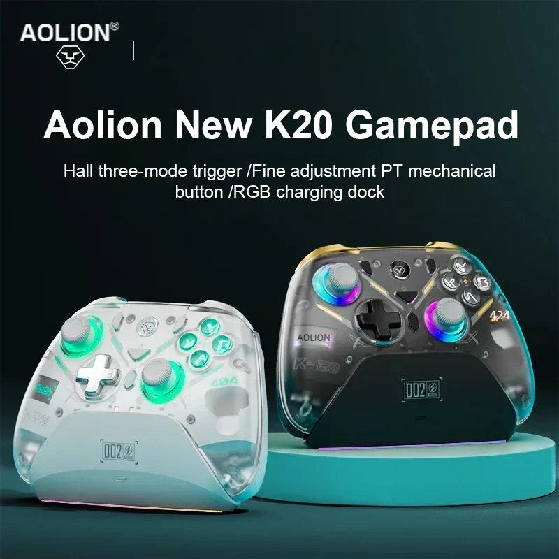 

Aolion New K20 RGB Wireless Gaming Controller With Charging Dock Hall Effect Joystick Trigger for Nintendo Switch/PC/Android/IOS