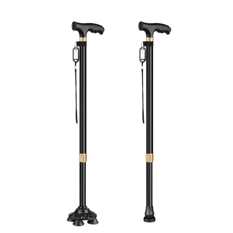 

Wholesale Supply Dual-Purpose Elderly Walking Stick Retractable Crutches One-Foot Rotation Four-Legged Design Height Adjustment