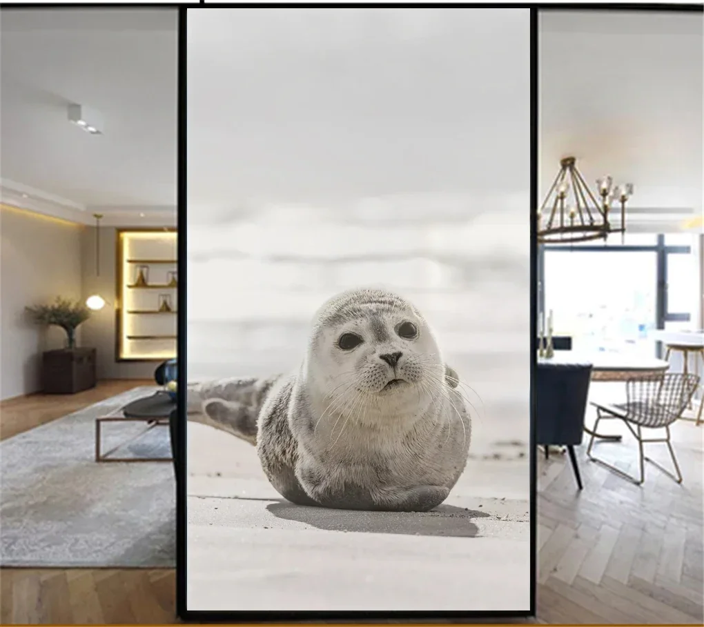 No Glue Static Cling Privacy Windows Film Translucence Decorative  Cute Seal Stained  Glass Window Stickers  Window Tint 15