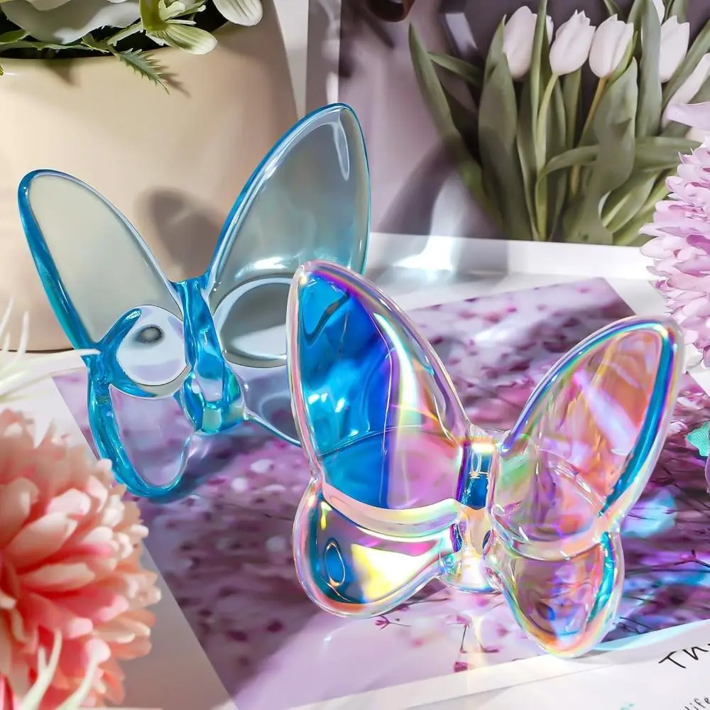 Multiple Color Crystal Butterfly Figurines Reflective Clear Crystal Glass Butterfly Ornament Vivid Home Decor