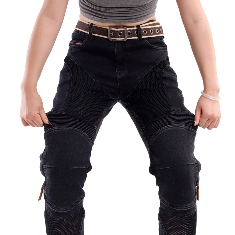 Women Kevlar Motorcycle Jeans Abrasion Resistant riding pants with armor pockets Armor Not Included summer windproof trousers032