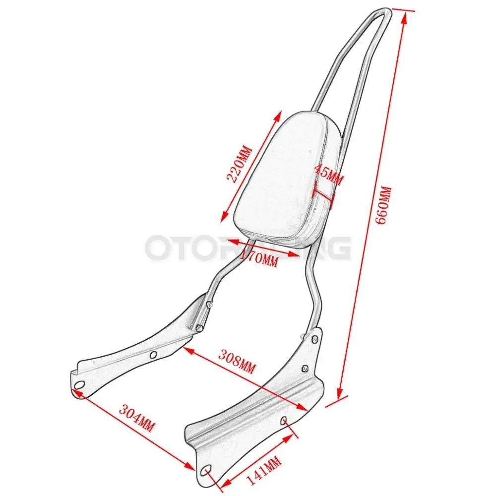 Motorcycle Black /Chrome Backrest Sissy Bar For Honda Shadow Spirit VT750DC VT750 DC 2001-2008 2002 2003 2004 2005 2006 2007