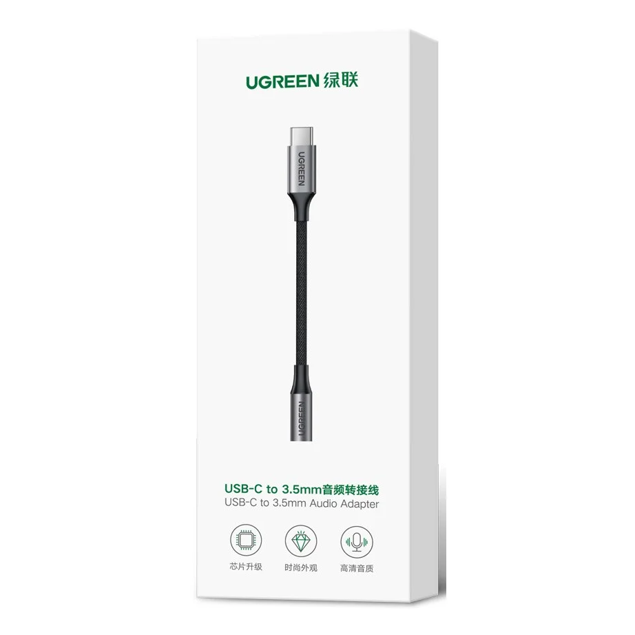 UGREEN USB C to 3.5mm Audio Adapter Type C to Headphone Aux Jack Dongle 24bit/96kHz HiFi DAC Braided Cable Cord
