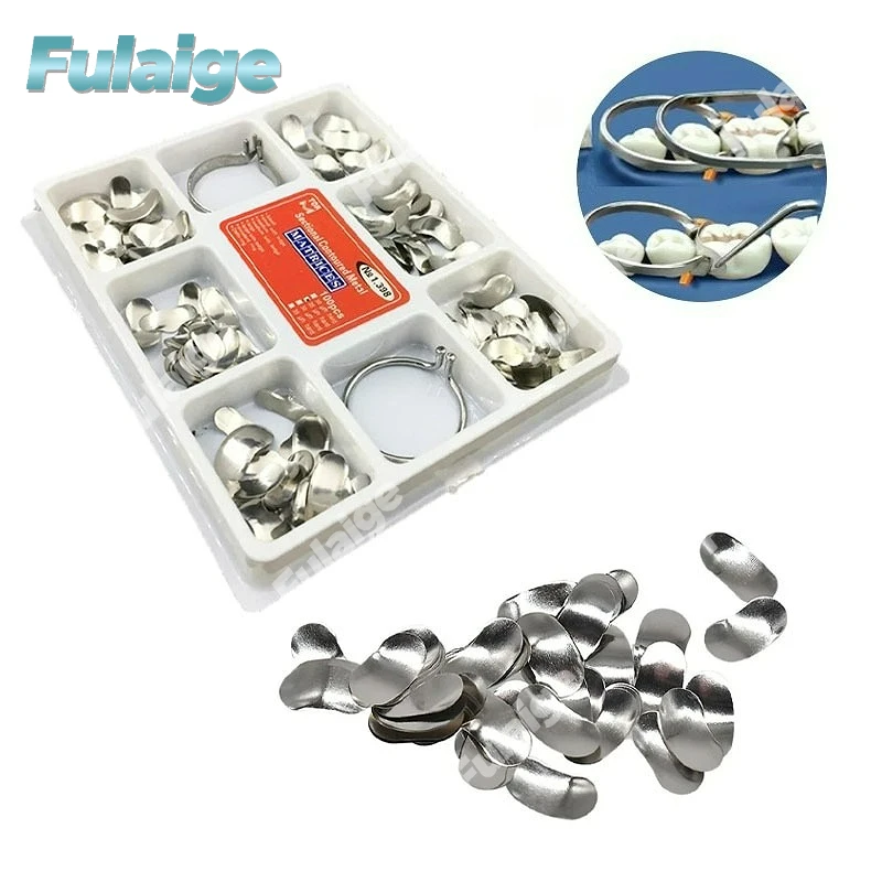 1.330/1.398 Dental Sectional Matrix System Kit Contoured Metal Bands and Clamping Separating Rings Autoclavable Dental Supplies