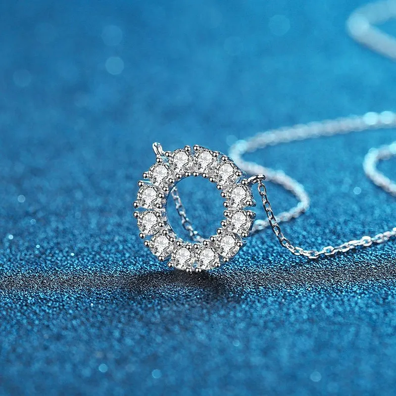 

Lefei Wz0082 Women's Fashion Diamond-Set Luxury Simple Classic Moissanite Round Necklace S925 Sterling Silver for Party Jewelry