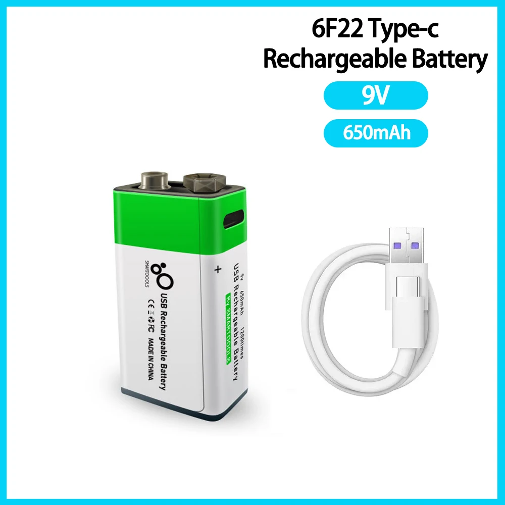 9V Rechargeable Battery 650mAh 6F22 Micro USB 9v Li-ion Lithium Batteries for Multimeter KTV ﻿Microphone Remote Control Toys