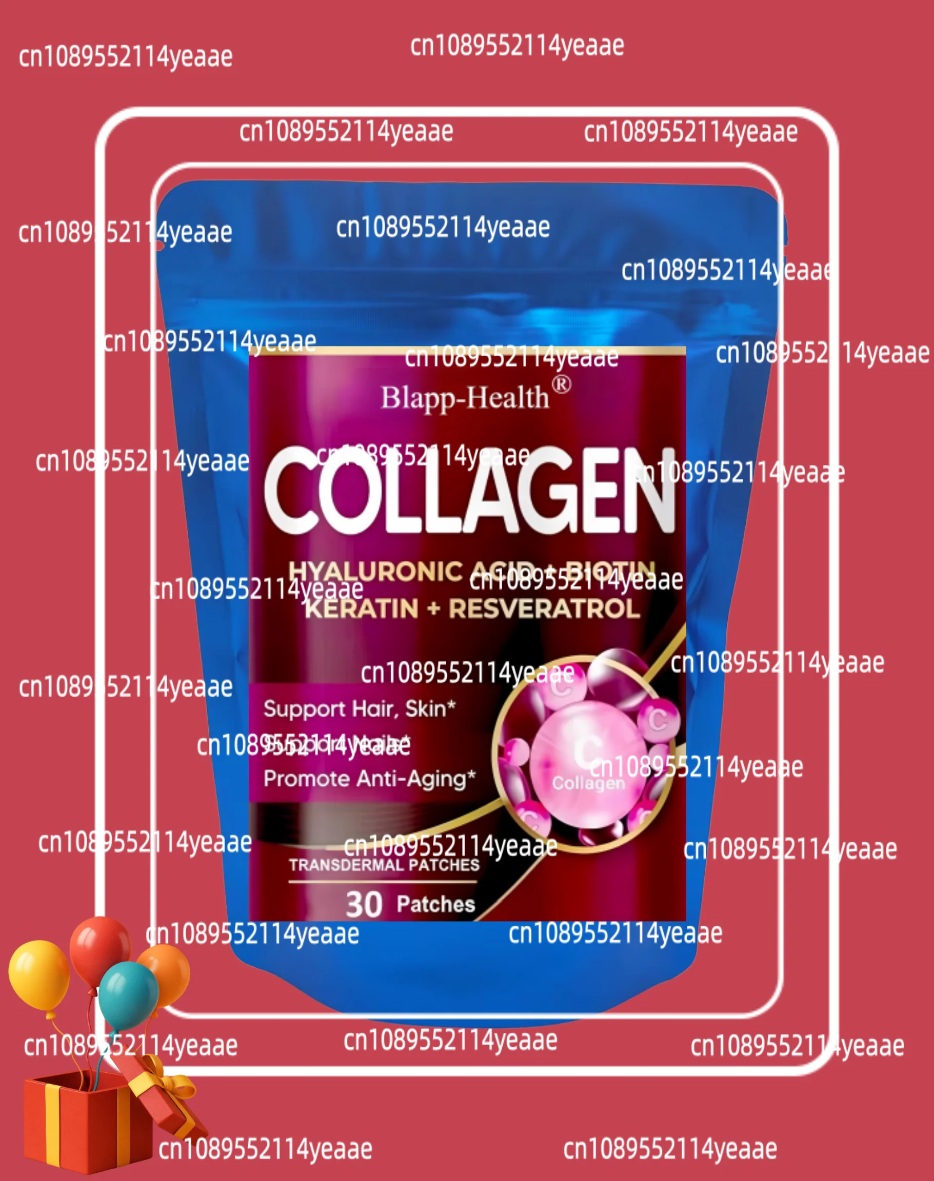 Marine Collagen Transdermal Patches With Biotin, Resveratrol Hair Skin, Skin Anti Ageing 30 Patches