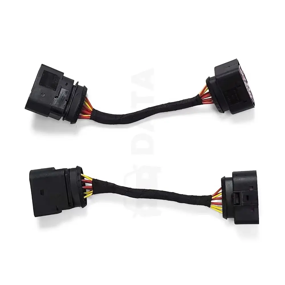 2Pcs Halogen (10 pins) convert Xenon (14 pins) Headlights Wiring Harness Connector Plug Adapter for VW Golf 1J0973737 1J0973837