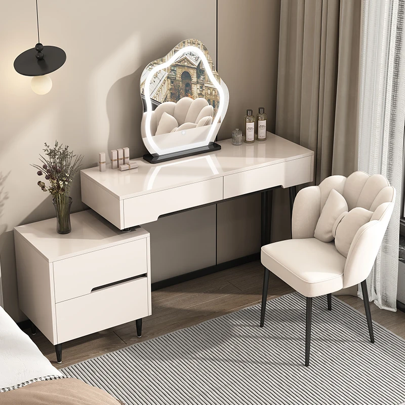 Modern Mirror Vanity Tables Wood White Minimalist Girls Makeup Vanity Tables Bedroom Salon Unique Schmink Tisch Home Furniture